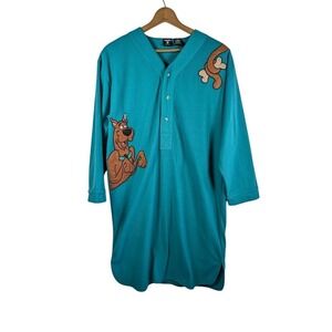 Vintage 90s Warner Bros Scooby Doo Fleece Night Gown Shirt Small medium Fleece